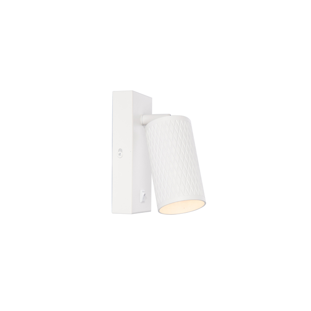 white gu10 wall light with diamond patterns on the surface