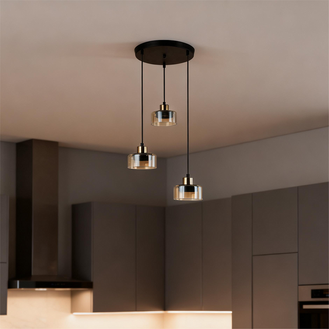 three gx53 pendant light with glass cover in kitchen