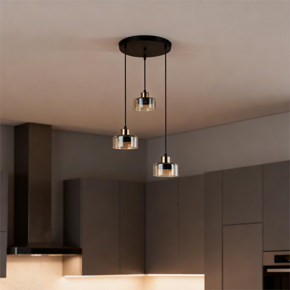 three gx53 pendant light with glass cover in kitchen