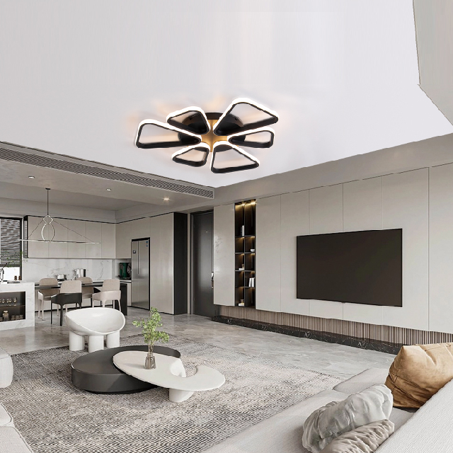 Six Triangular Metal Profiles LED Ceiling Light