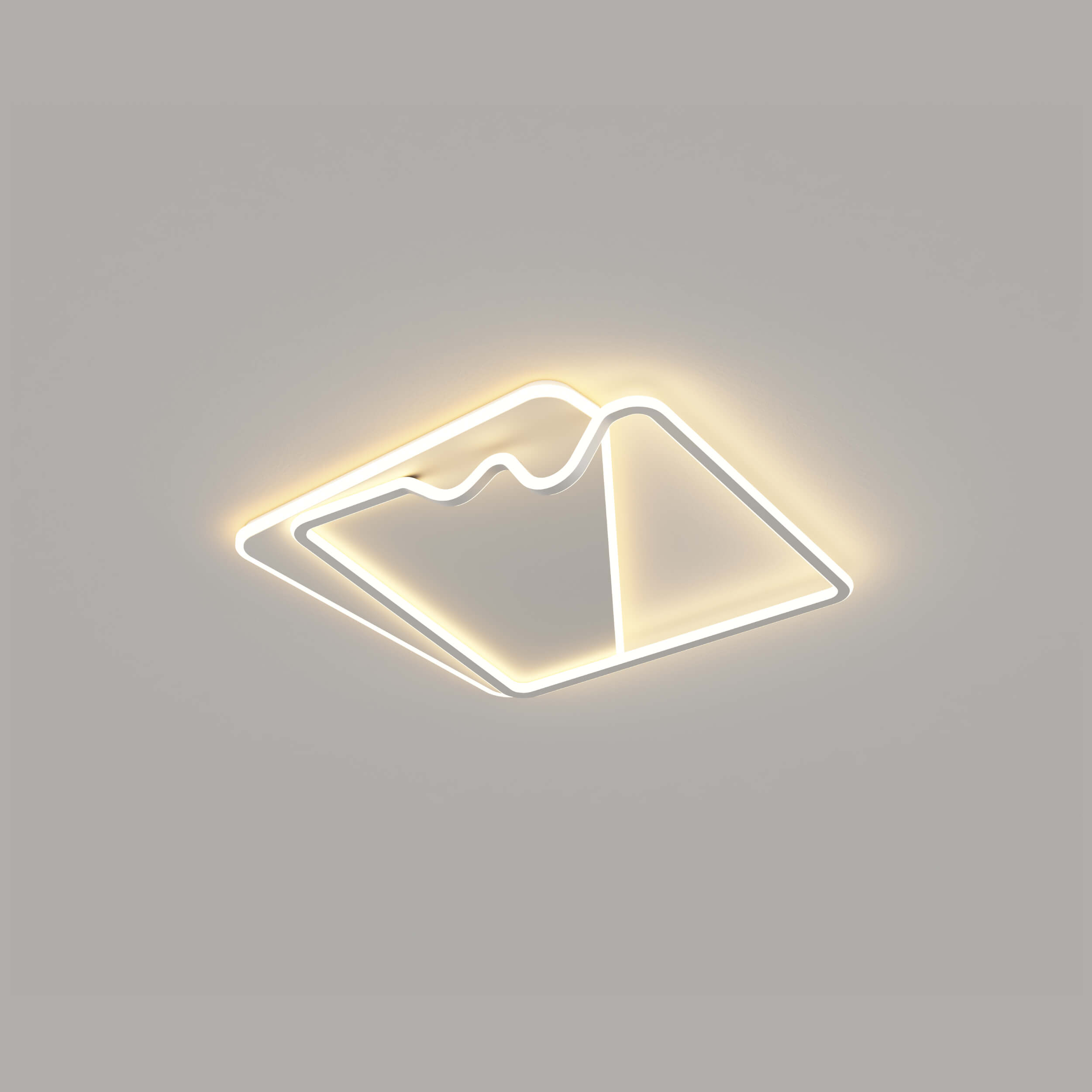 Square shape minimalist ceiling lamp evokes the silhouette of a mountain range