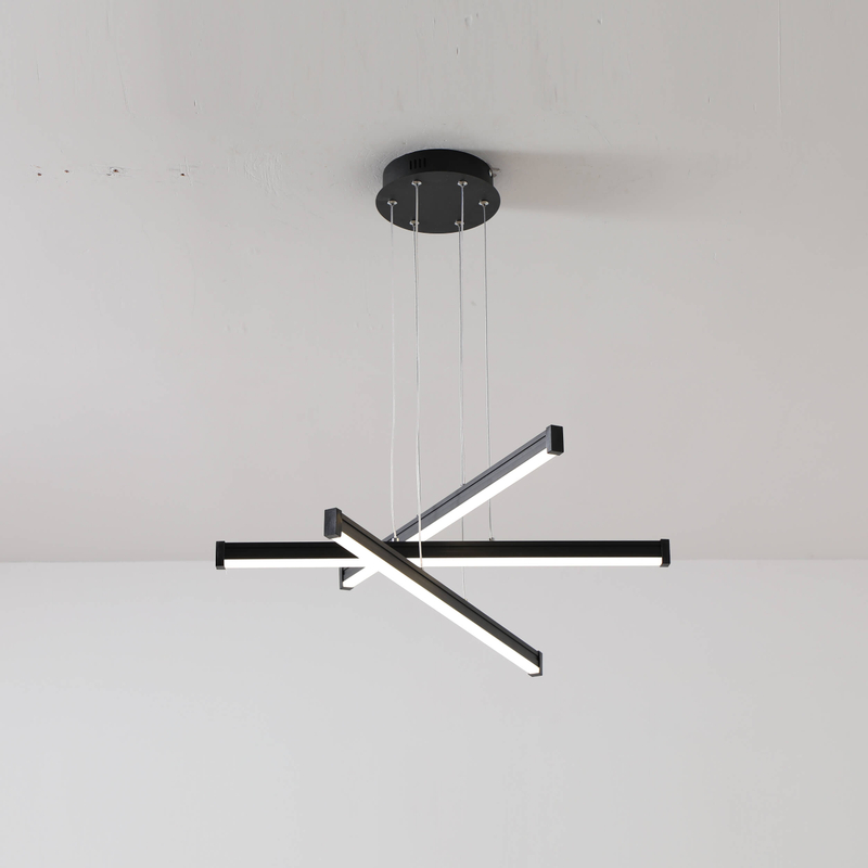 Acrylic Black LED Ceiling Light with crossing linears