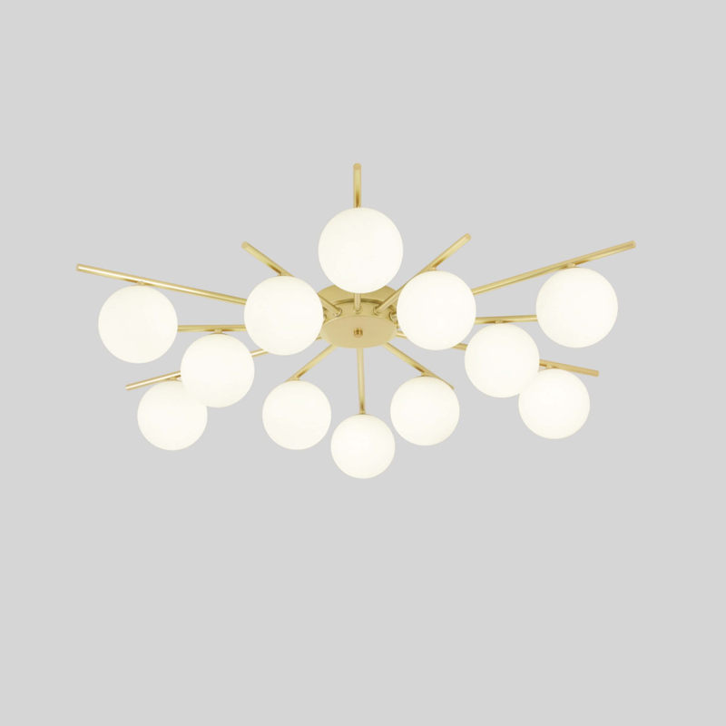Elegant Brass and Glass Chandelier