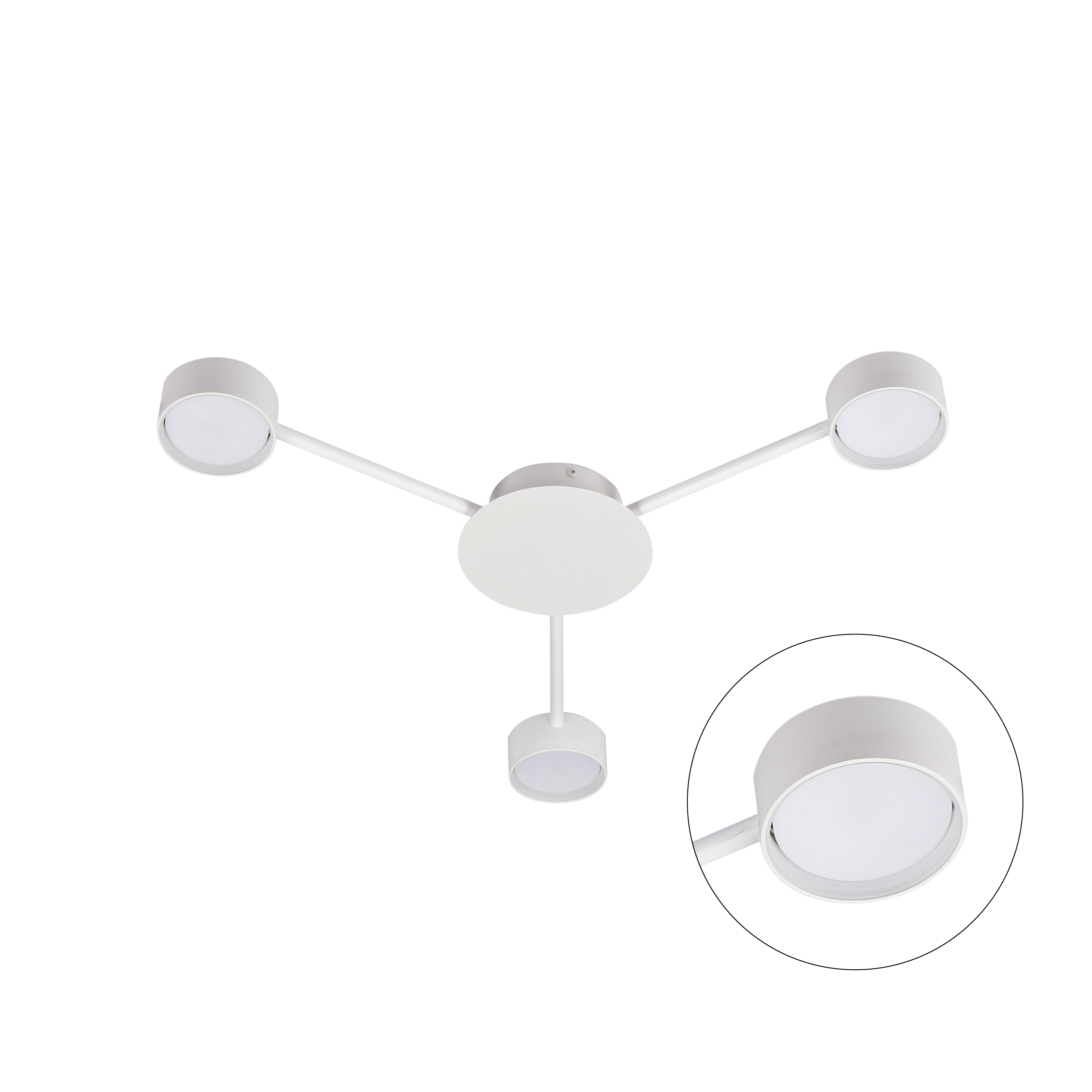 three heads ceiling light white fixture