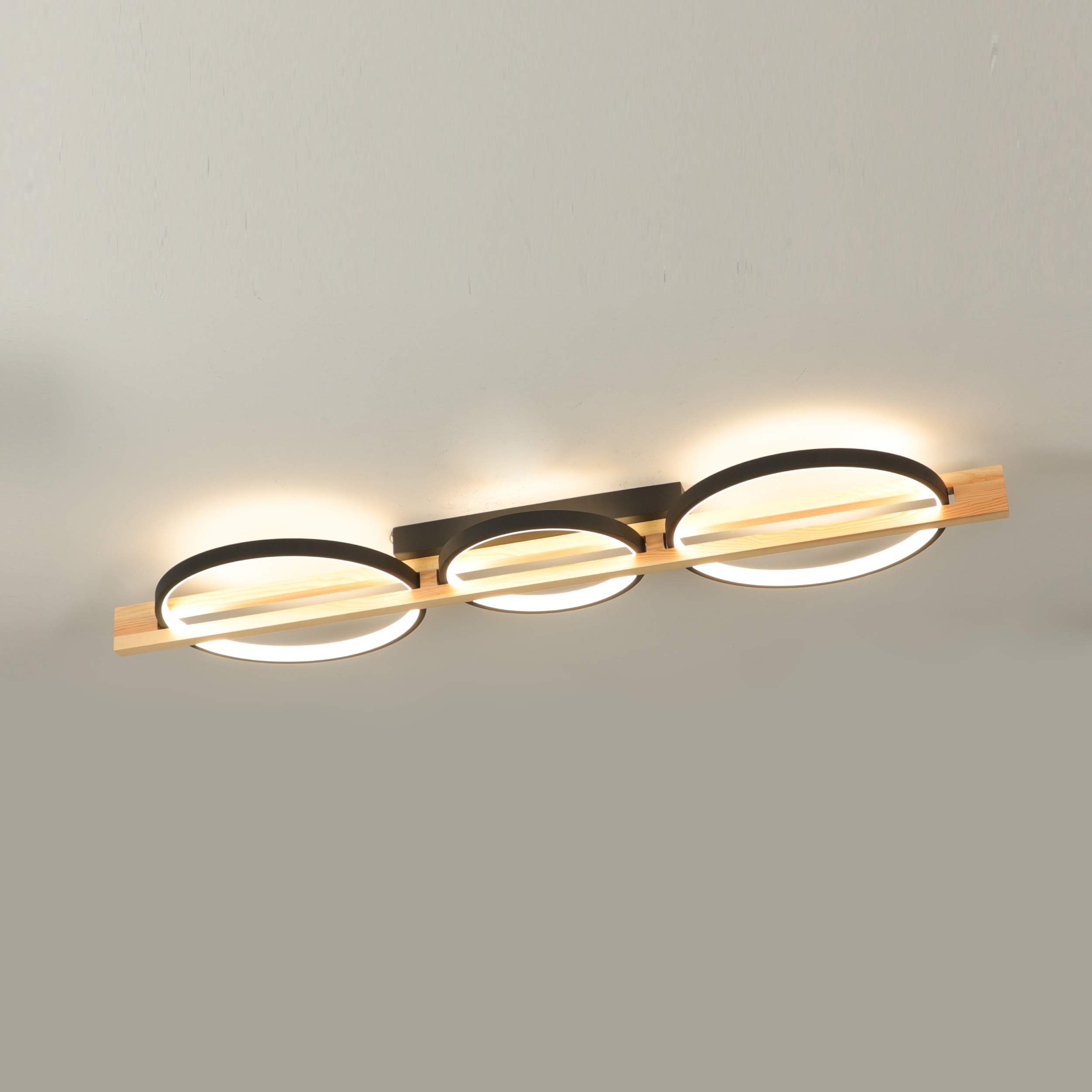 three rings circle led wood ceiling light