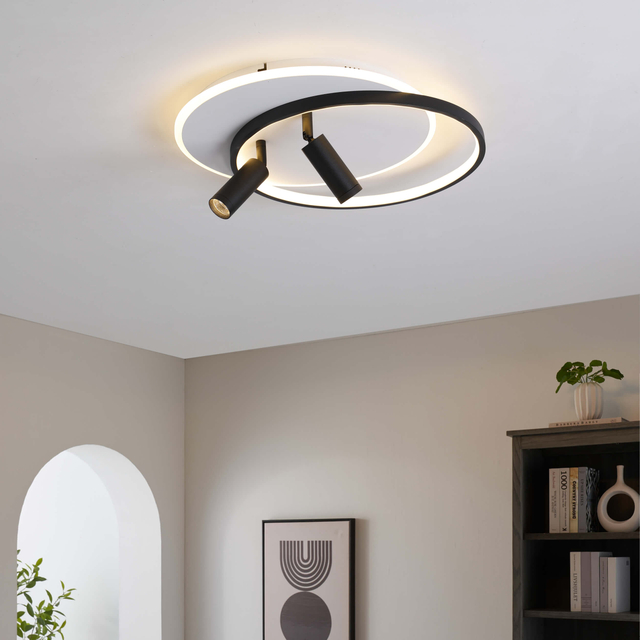 dual spot led ceiling light with white base
