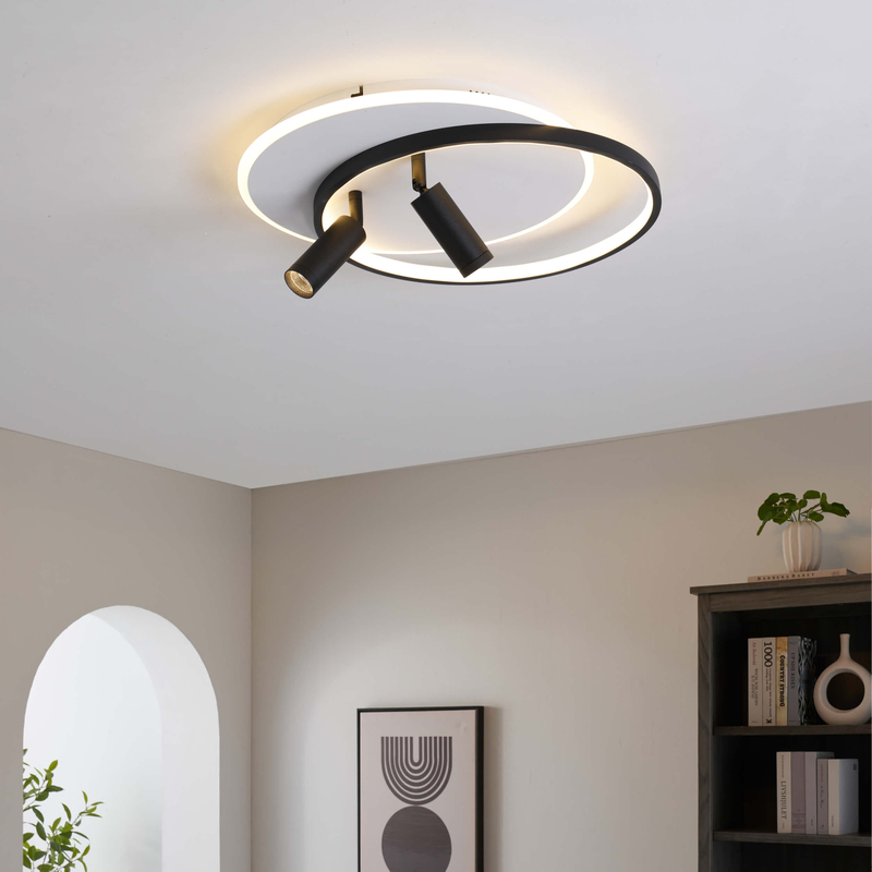 dual spot led ceiling light with white base