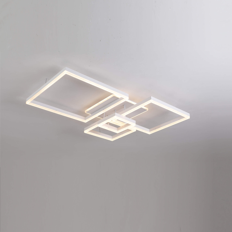 Four square LED ceiling lamp with white base