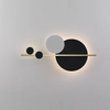 Contemporary lighting design featuring contrasting black and white shapes