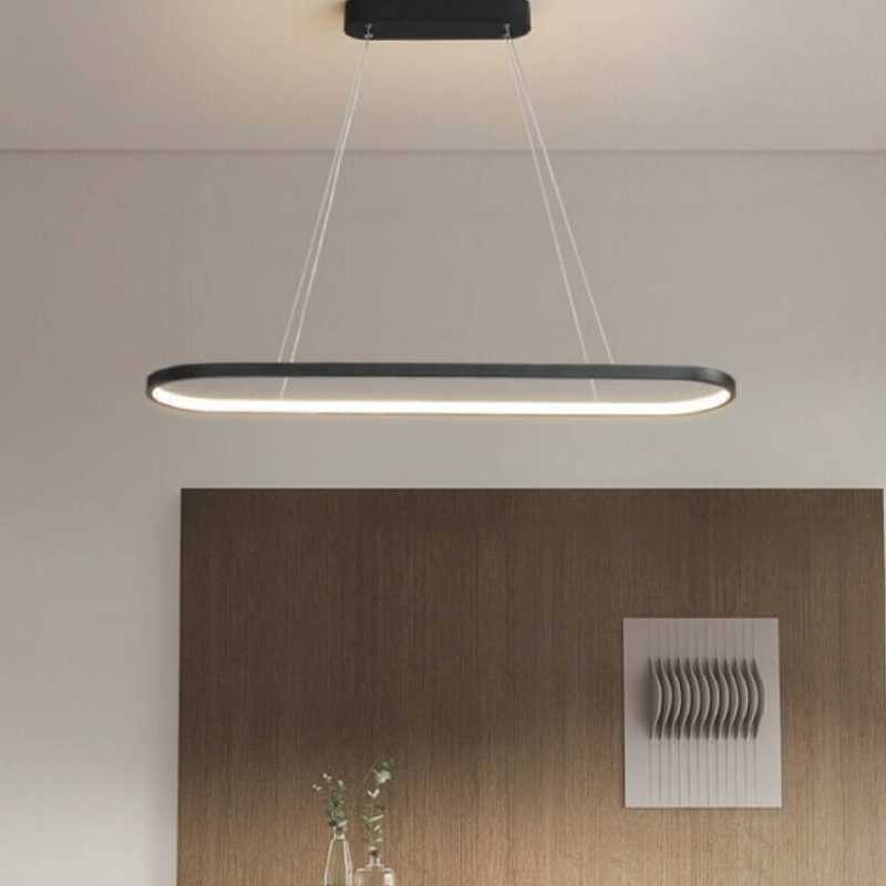 Sleek Dual-Layer Pendant Chandelier - Energy-efficient LED ceiling light with geometric silhouette for living spaces