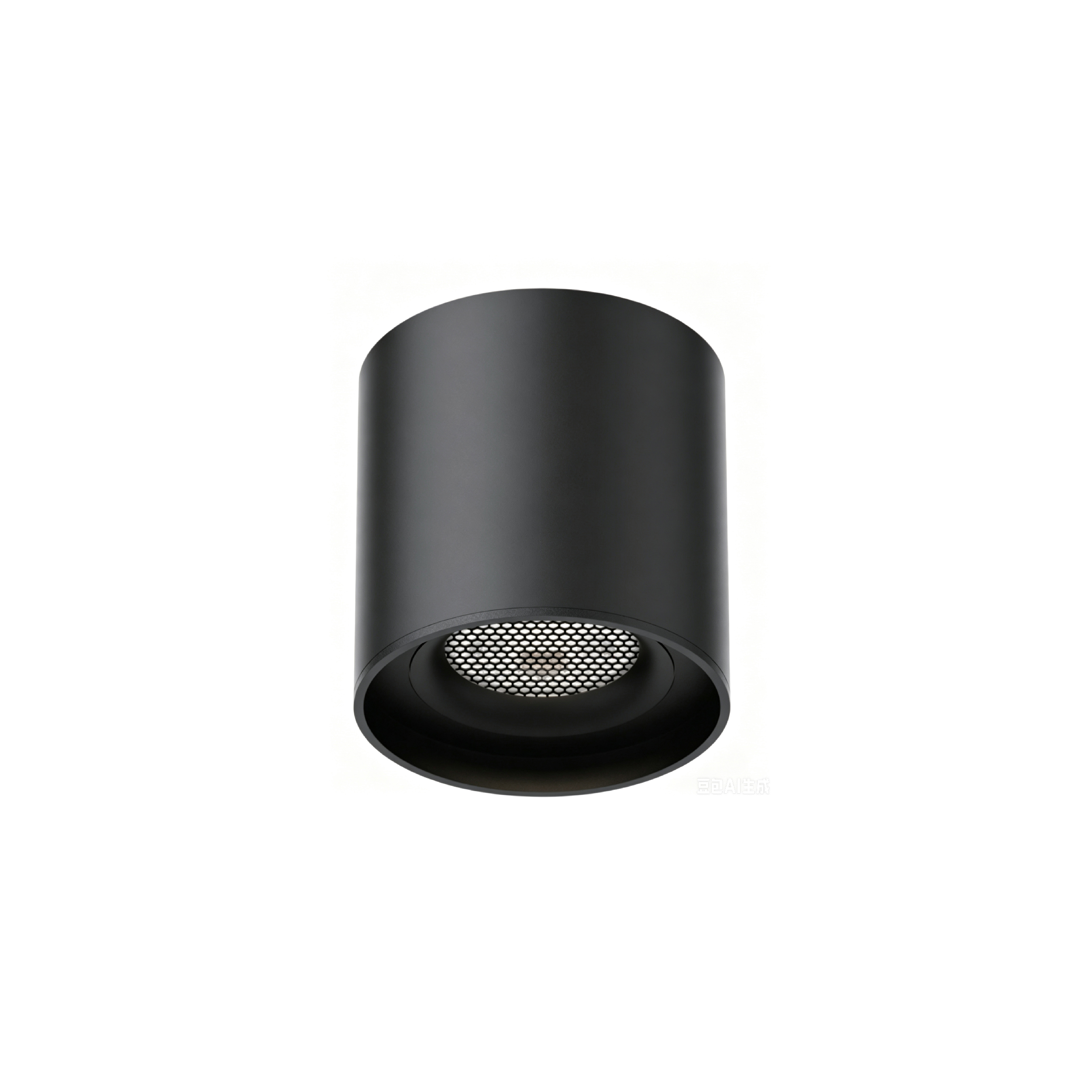 Black matte metal cylinder surface mounted LED downlight anti-glare honeycomb mesh ceiling spot lamp